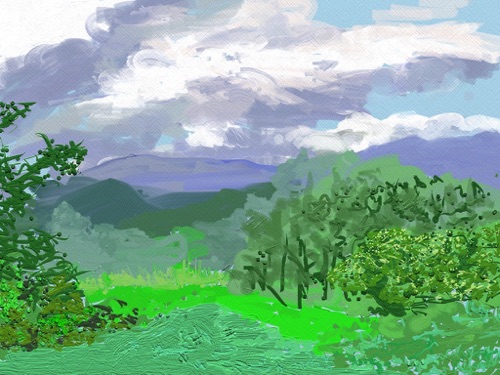 Entrance to the Meadow, Spear Hill Farm; 
iPad ptg, Artrage app, 2013; 
768 x 1024 px